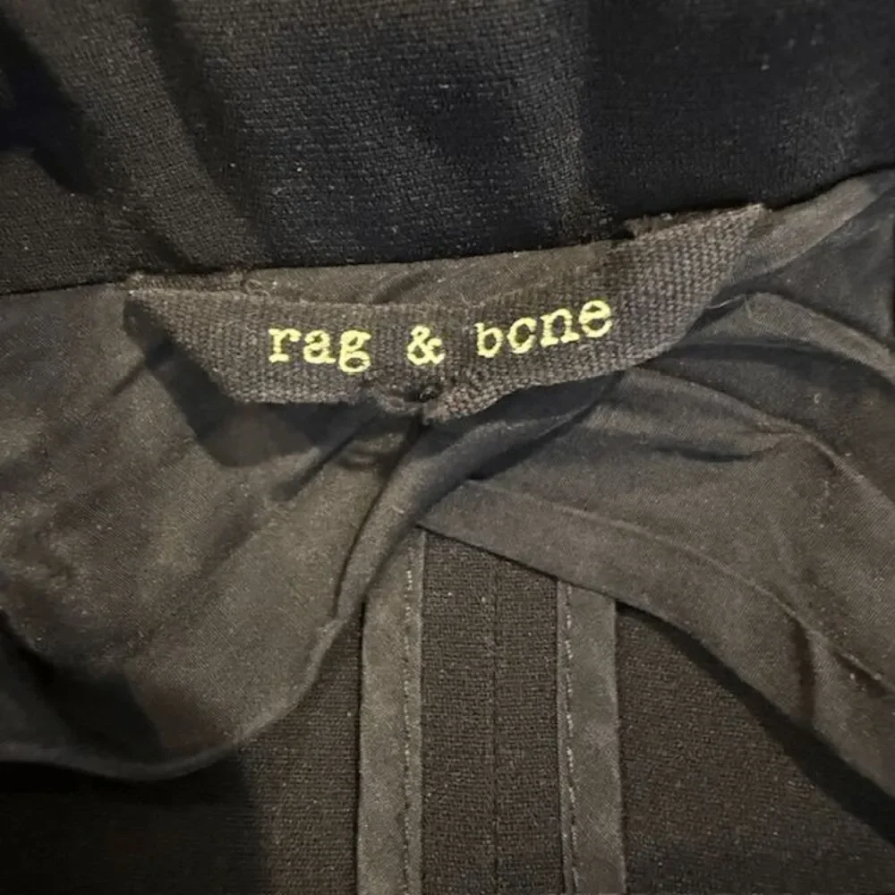 Rag & Bone Stretch Black Blazer Texture Lapel and Front Pocket Trim‎ Size 8